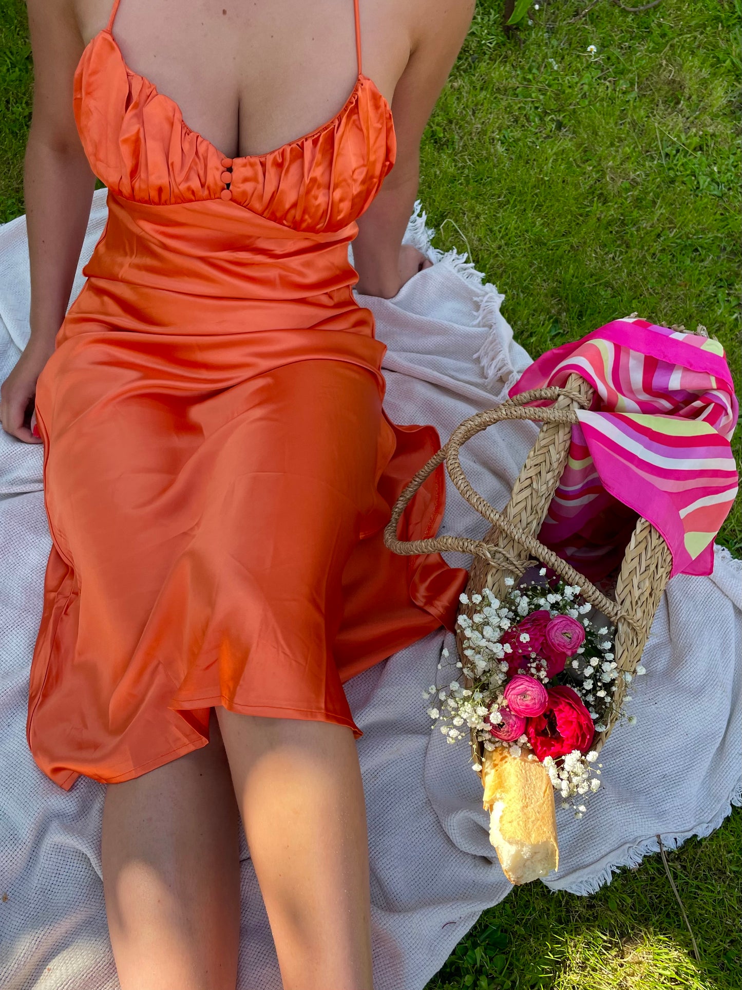 Robe effet satin orange